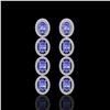 Image 1 : 6.09 ctw Tanzanite & Diamond Micro Pave Halo Earrings 10k White Gold - REF-143W6H