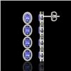 Image 2 : 6.09 ctw Tanzanite & Diamond Micro Pave Halo Earrings 10k White Gold - REF-143W6H