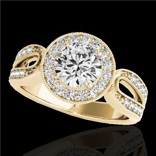 1.4 ctw Certified Diamond Solitaire Halo Ring 10k Yellow Gold - REF-204F5M