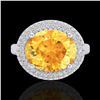 Image 2 : 4 ctw Citrine & Micro Pave VS/SI Diamond Certified Ring 18k White Gold - REF-98R5K