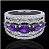 Image 1 : 2.25 ctw Amethyst & Micro Pave VS/SI Diamond Designer Ring 10k White Gold - REF-81Y8X