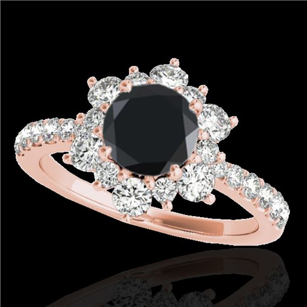 2 ctw Certified VS Black Diamond Solitaire Halo Ring 10k Rose Gold - REF-94F3M