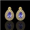 Image 1 : 8.54 ctw Tanzanite & Diamond Victorian Earrings 14K Yellow Gold - REF-436R4K
