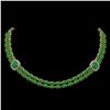 Image 1 : 29.39 ctw Jade & Diamond Necklace 14K Yellow Gold - REF-527H3R