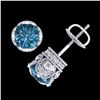 Image 3 : 3 ctw Fancy Intense Blue Diamond Art Deco Earrings 18k White Gold - REF-572W8H