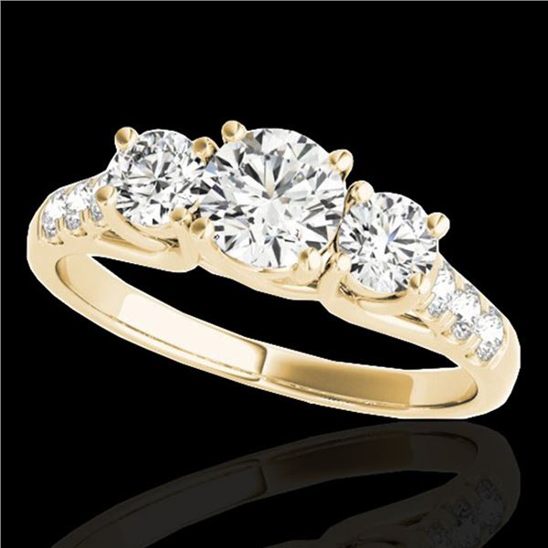 3.25 ctw Certified Diamond 3 Stone Ring 10k Yellow Gold - REF-357X3A