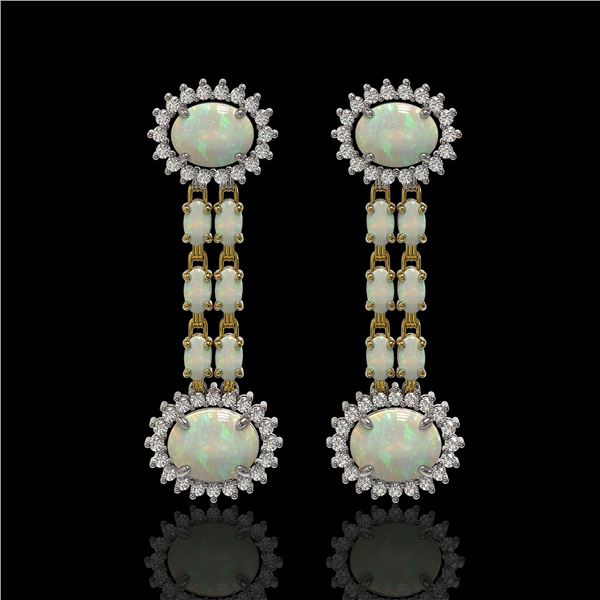 6.73 ctw Opal & Diamond Earrings 14K Yellow Gold - REF-227W3H