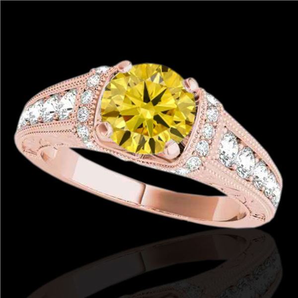 1.75 ctw Certified SI Intense Yellow Diamond Antique Ring 10k Rose Gold - REF-245K5Y