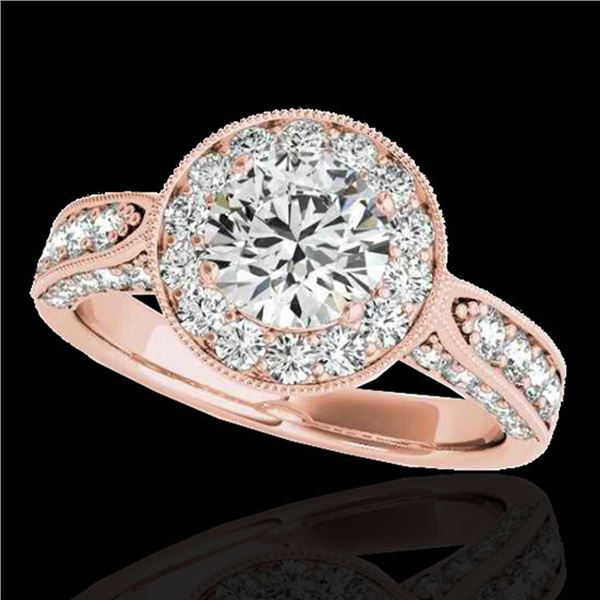 2 ctw Certified Diamond Solitaire Halo Ring 10k Rose Gold - REF-225G2W