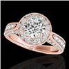 Image 1 : 2 ctw Certified Diamond Solitaire Halo Ring 10k Rose Gold - REF-225G2W