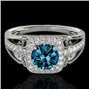 Image 1 : 1.3 ctw SI Certified Fancy Blue Diamond Solitaire Halo Ring 10k White Gold - REF-124M2G