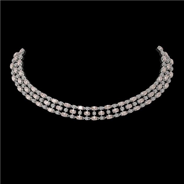 44.45 ctw Morganite & Diamond Necklace 10K White Gold - REF-709A3N