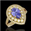 Image 1 : 4.52 ctw Certified Tanzanite & Diamond Victorian Ring 14K Yellow Gold - REF-245M5G