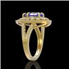 Image 3 : 4.52 ctw Certified Tanzanite & Diamond Victorian Ring 14K Yellow Gold - REF-245M5G