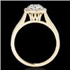 Image 2 : 1.65 ctw Certified Diamond Solitaire Halo Ring 10k Yellow Gold - REF-244A3N