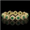 Image 1 : 37.35 ctw Emerald & Diamond Victorian Bracelet 14K Yellow Gold - REF-956K8Y