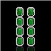 Image 1 : 11.93 ctw Jade & Diamond Micro Pave Halo Earrings 10k White Gold - REF-146Y4X