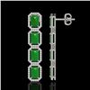 Image 2 : 11.93 ctw Jade & Diamond Micro Pave Halo Earrings 10k White Gold - REF-146Y4X