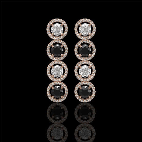 5.58 ctw Black & Diamond Micro Pave Earrings 18K Rose Gold - REF-436F2M