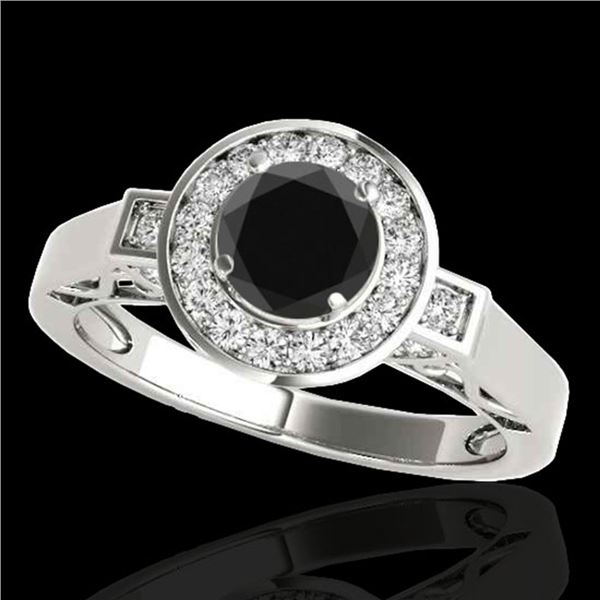 1.5 ctw Certified VS Black Diamond Solitaire Halo Ring 10k White Gold - REF-62X8A