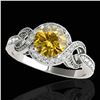 Image 1 : 1.33 ctw Certified SI/I Fancy Intense Yellow Diamond Ring 10k White Gold - REF-190X9A