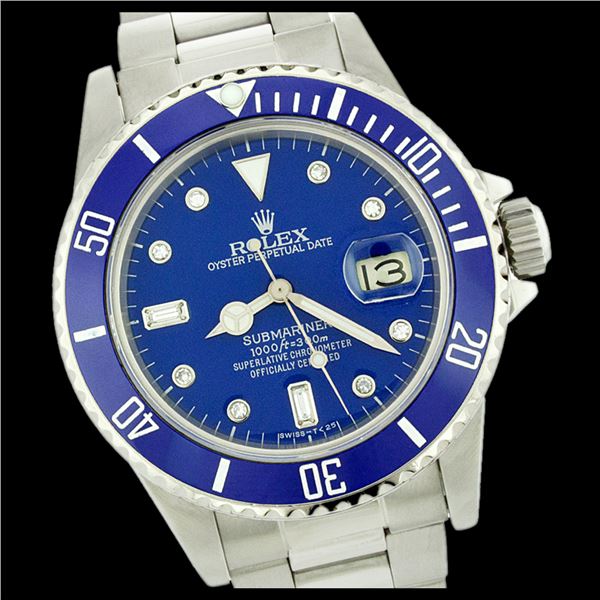 Rolex Men's Submariner, QuickSet, Diam Dial w/ Rotatable Blue Insert Bezel