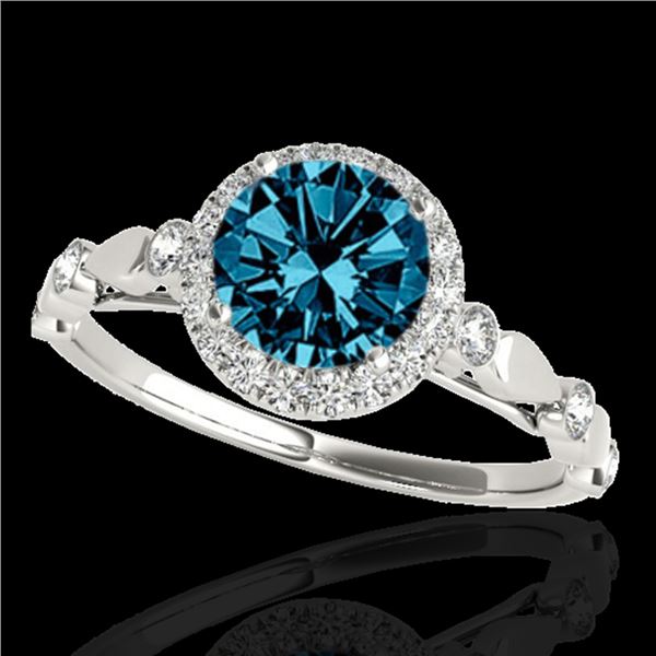 1.25 ctw SI Certified Fancy Blue Diamond Halo Ring 10k White Gold - REF-120M2G