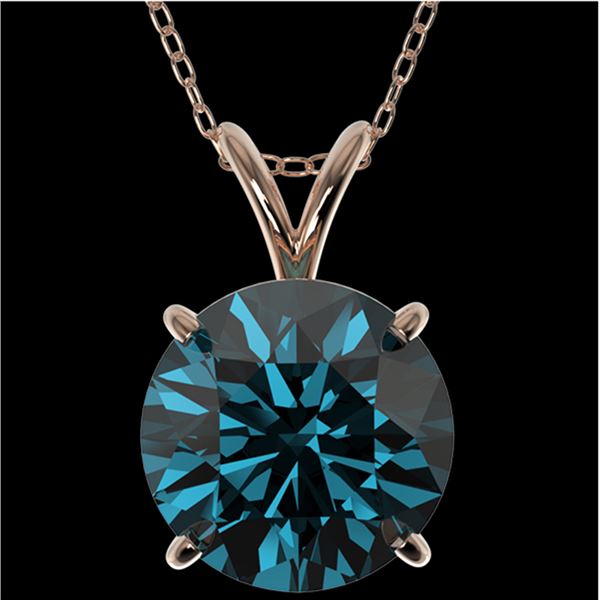 2.50 ctw Certified Intense Blue Diamond Necklace 10k Rose Gold - REF-429M5G