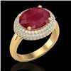 Image 1 : 4.50 ctw Ruby & Micro Pave VS/SI Diamond Certified Ring 18k Yellow Gold - REF-119M6G