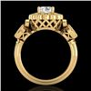Image 1 : 1.5 ctw VS/SI Diamond Solitaire Art Deco 3 Stone Ring 18k Yellow Gold - REF-300X2A