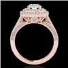 Image 2 : 2 ctw Certified Diamond Solitaire Halo Ring 10k Rose Gold - REF-231R8K