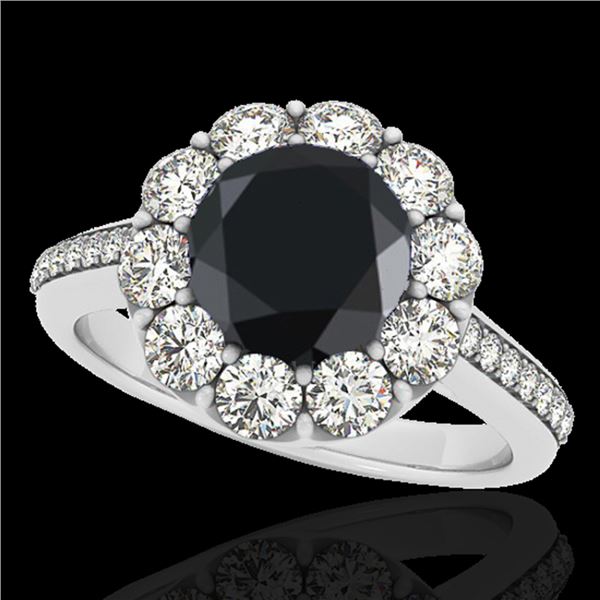 2 ctw Certified VS Black Diamond Solitaire Halo Ring 10k White Gold - REF-71H2R