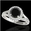 Image 1 : 1.6 ctw Certified VS Black Diamond Solitaire Halo Ring 10k White Gold - REF-57H8R