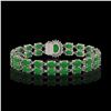 Image 3 : 12.35 ctw Jade & Diamond Bracelet 14K White Gold - REF-209X3A