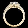Image 2 : 1.5 ctw Certified Diamond Solitaire Halo Ring 10k Yellow Gold - REF-190Y9X
