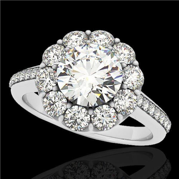 2 ctw Certified Diamond Solitaire Halo Ring 10k White Gold - REF-218N2F