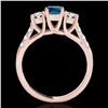 Image 2 : 3.25 ctw SI Certified Fancy Blue Diamond 3 Stone Ring 10k Rose Gold - REF-295G9W