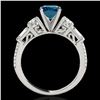 Image 2 : 2 ctw SI Certified Fancy Blue Diamond Pave Solitaire Ring 10k White Gold - REF-166H4R