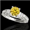 Image 1 : 1.38 ctw Certified SI Intense Yellow Diamond Antique Ring 10k White Gold - REF-177H3R