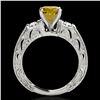 Image 2 : 1.38 ctw Certified SI Intense Yellow Diamond Antique Ring 10k White Gold - REF-177H3R