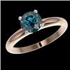 Image 2 : 1.29 ctw Certified Intense Blue Diamond Engagment Ring 10k Rose Gold - REF-120R9K