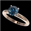 Image 1 : 1.55 ctw Certified Intense Blue Diamond Engagment Ring 10k Rose Gold - REF-147M3G