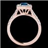 Image 2 : 2 ctw SI Certified Blue Diamond Solitaire Halo Ring 10k Rose Gold - REF-158K2Y