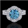 Image 2 : 1.33 ctw Fancy Intense Blue Diamond Art Deco Ring 18k White Gold - REF-227W3H