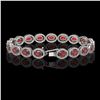 Image 2 : 14.63 ctw Garnet & Diamond Micro Pave Halo Bracelet 10k White Gold - REF-263W6H