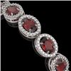 Image 3 : 14.63 ctw Garnet & Diamond Micro Pave Halo Bracelet 10k White Gold - REF-263W6H