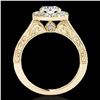 Image 2 : 1.7 ctw Certified Diamond Solitaire Halo Ring 10k Yellow Gold - REF-218F2M