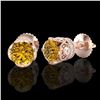 Image 2 : 1.85 ctw Intense Fancy Yellow Diamond Art Deco Earrings 18k Rose Gold - REF-318N2F