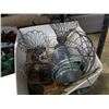 Image 2 : Two boxes of decorative metal items and plant carriers