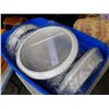 Image 2 : TOTE OF LIGHT COVERS, WICKER TRAYS AND BOX OF DOOR SLIDERS